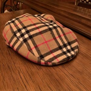 Vintage Burberry London wool nova plaid cap.